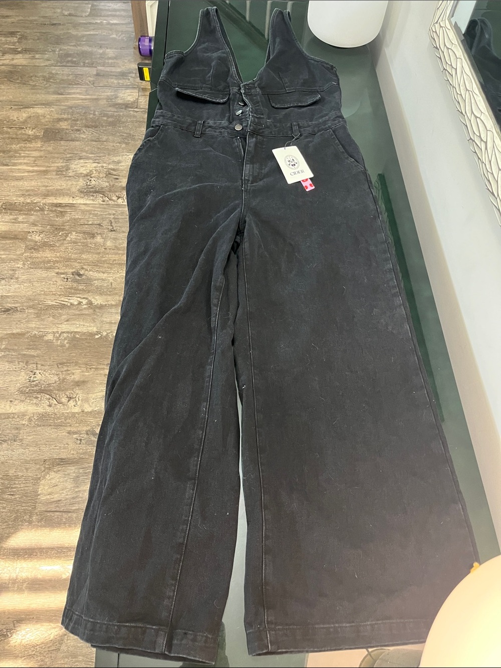 BRAND NEW Cider Black Wide-Leg Denim Overalls for Women